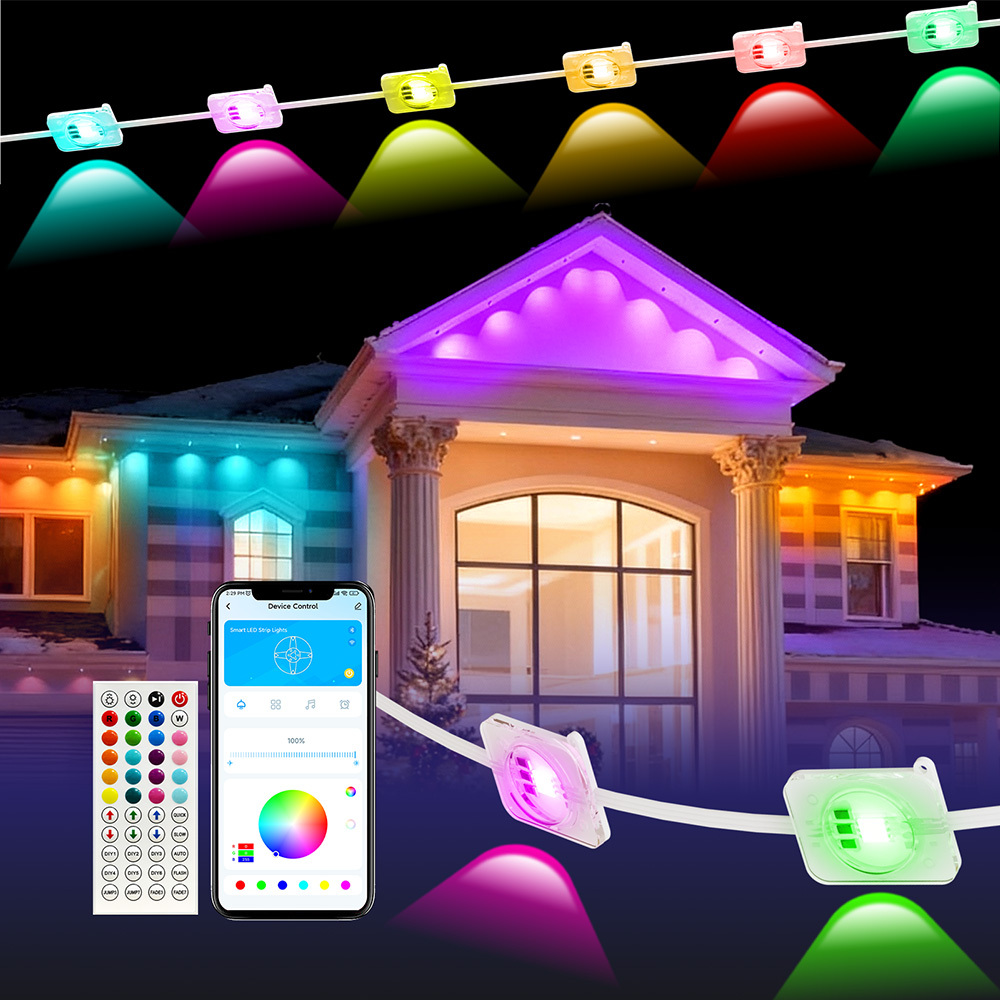 Permanent Electric IP65 Waterproof LED Outdoor Light 30m 5050 RGB Remote//App Control Dimmable Color-changing