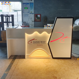 Mostrador de restaurante Mármol artificial blanco Bistro comercial Cóctel Jugo <span class=keywords><strong>Sushi</strong></span> Comida Marina Pescado Restaurante Bar Mostrador Muebles - Product Image 5