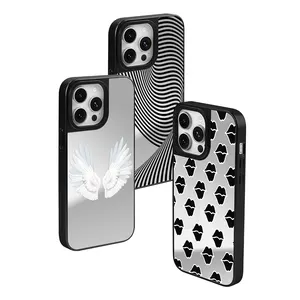 아이폰 15 프로 맥스 11 13 14 메이크업 미러 케이스 고급 전화 케이스 거울과 반사 실버 휴대 전화 케이스