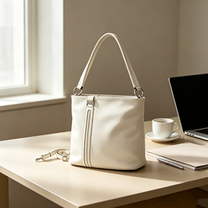 Bolso de Hombro de Cuero Liso con Correa Desmontable, Bolsillo Trasero con Cremallera, Bolso Casual para Uso Diario - Product Image 4