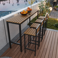Tables et chaises de bar d'extérieur modernes, anti-corrosion, résistantes au soleil, imperméables, ensemble de table longue de loisirs pour café