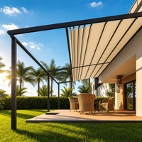 Terrasse d'usine, restaurant, cour d'hôtel avec auvent électrique pliable personnalisé, imperméable, toit rétractable en PVC