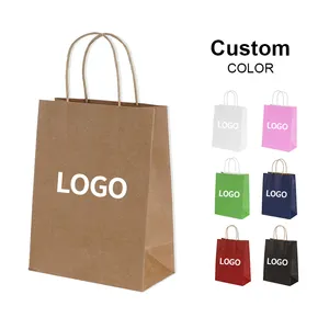 Custom Logo Printed Packaging Bags With Handles Kraft Paper For Shopping/Business/Clothes