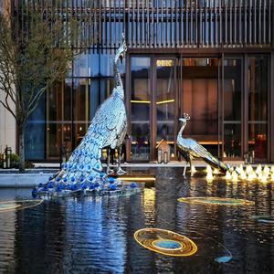 Tượng chim công bằng thép không gỉ, chất liệu kim loại, kích thước lớn, dùng trang trí ngoài trời - Product Image 4