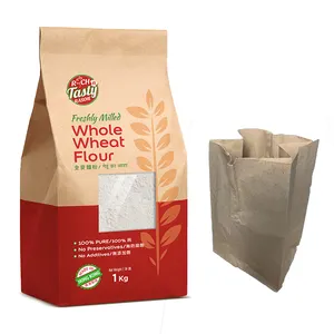 Prefabricado laminado té verde especificaciones sellables bajo precio café arroz azúcar 1kg harina Kraft embalaje bolsa de papel de doble pared