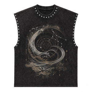 Custom Logo Y2K Sleeveless <b>Top</b> Rivet Rhinestone Pearl <b>Distressed</b> Slim Fit Private Label Streetwear Men Tank <b>Top</b> - Product Image 2