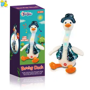 Pato de peluche eléctrico para niños, grabación en cruz, baile, canto, pato, 60 canciones