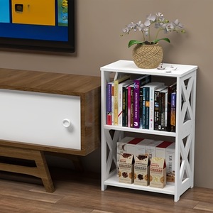 Simple White <b>Bedside</b> <b>Shelf</b> 3 Tier Storage Rack For Bedroom Living Room Organization - Product Image 1