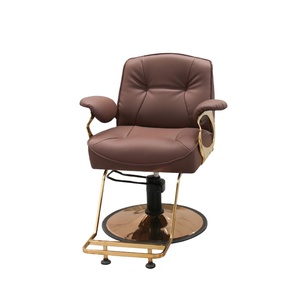 Petite chaise de barbier de luxe Noble, fauteuil pour barbier, design plaqué or, le meilleur cuir avec design à dossier inversée - Product Image 1