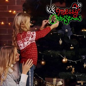 Enseigne néon LED en acrylique USB motif Chapeau de Père Noël Joyeux Noël, pour décoration murale esthétique de Noël, maison, chambre, magasin - Product Image 3