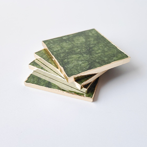 Accesorios de decoración de mesa natural, posavasos de cristal de <span class=keywords><strong>jade</strong></span> Xiuyan cuadrado verde, alfombrilla de mesa - Product Image 5
