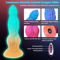 Vibrador de 10 Frecuencias con Control Remoto, Vibrador 3 en 1 Luminoso, Vibrador de Dildo de Dragón de Fantasía con Múltiples Modos