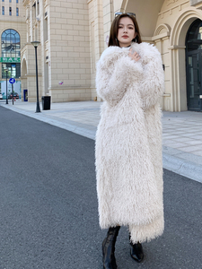 Chaqueta Larga de Piel Sintética Personalizada con Solapa, Chaqueta de Piel Sintética de Manga Larga para Mujer, Abrigo de Piel Sintética de Talla Grande, Cortavientos y Cálido - Product Image 4