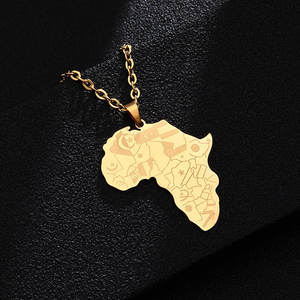 Collier avec pendentif personnalisé en acier inoxydable 316L, plaqué or 14K 18K PVD, bijoux fins, collier avec carte de l'Afrique pour femmes - Product Image 2