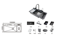 Nouvelle Robinet de Cuisine Intelligent Multifonctionnel Moderne en Acier Inoxydable avec Cascade Numérique Grande Taille de Haute Qualité