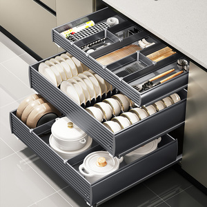 Noss sotto lo scivolo cestello da cucina Organizer 3 livelli di grande capacità salvaspazio estraibile per armadi - Product Image 2