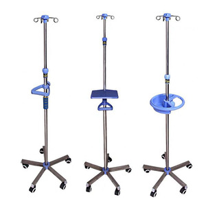 Support de pompe IV en gros, support IV à quatre crochets, support IV mobile réglable en acier inoxydable, support de perfusion télescopique sur pied - Product Image 3