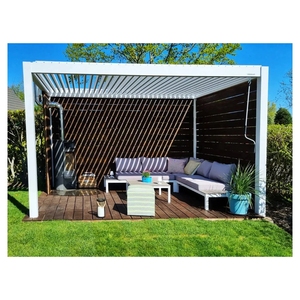 Pergola rustique en bois <span class=keywords><strong>de</strong></span> cèdre avec toit en chaume et bases <span class=keywords><strong>de</strong></span> colonnes en pierre pour jardin traditionnel et pergola <span class=keywords><strong>de</strong></span> vignoble - Product Image 5