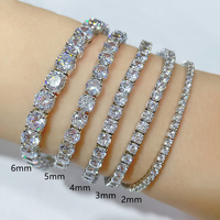 Bracelet Tennis Moissanite GRA Prêt à Expédier, Bracelet Moissanite Ice Out en Argent 925, Chaîne Tennis Moissanite Hiphop pour Hommes et Femmes