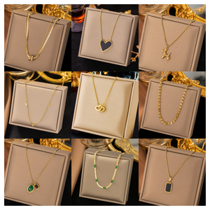 Bijoux fantaisie colliers bijoux plaqué or imperméable femmes accessoires bijoux acier inoxydable collier <span class=keywords><strong>en</strong></span> acier inoxydable - Product Image 1
