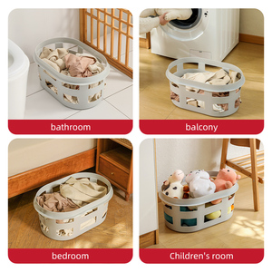Cesta redonda para el hogar con ventilación, baño doméstico o <span class=keywords><strong>de</strong></span> hotel para guardar <span class=keywords><strong>ropa</strong></span>, cesta <span class=keywords><strong>de</strong></span> plástico para la colada, caja <span class=keywords><strong>de</strong></span> almacenamiento - Product Image 4