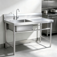 Éviers de cuisine et de salle de bain industriels en acier inoxydable, à double ou simple bac, finition polie, résistants à la corrosion