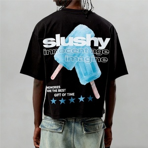 T-shirts graphiques pour hommes, coupe carrée et courte, en coton 100% noir délavé, avec impression sérigraphique au plastisol et double couture, personnalisables - Product Image 1