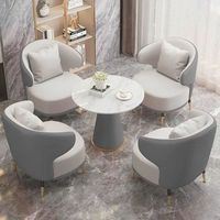 Ensemble de canapé et table ronde en PU de luxe léger, sièges de salon commerciaux pour restaurant, balcon, réception