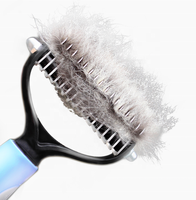Peigne d'épilation pour animaux de compagnie, 2 lames latérales, tondeuse à démêler en fourrure d'animal de compagnie, brosse à démêler, outil de toilettage, râteau Double face en acier inoxydable
