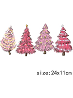 LETOP 1pcs Merry Pink Christmas Tree 16oz Libbey Glasses Wraps DIY Custom Decals UV for DTF Sticker for Bottles Cups and Cans
