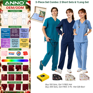 ANNO Coffret cadeau de Noël 3 pièces pour uniformes médicaux, idéal pour la récompense du personnel hospitalier, avec pantalon droit à cordon de serrage, approvisionnement en gros - Product Image 1