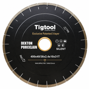 Mata Gergaji Senyap Tigtool 16"/400mm Double-Step untuk Dekton/Porcelain/Batu Sinter, Pemotongan Halus Tanpa Serpihan - Product Image 1
