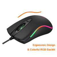 Mouse USB Berkabel Ergonomis Optik 4D RGB LED Backlit Murah 1600dpi Lampu Bernapas Gamer PC Gaming Stok Tersedia