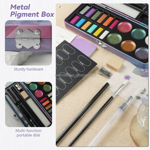 Nueva llegada 18 colores portátil brillo pleocromático sólido acuarela caja de lata conjunto pintura agua colores uñas belleza - Product Image 5