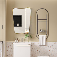 Miroir mural décoratif de luxe moderne pour hôtel, miroir suspendu en alliage d'aluminium de forme irrégulière pour chambre d'hôtel