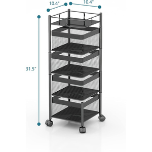 Wholesale Modern Metal 5-Layer Rotating Baskets Storage Rack Shelf <b>Vegetable</b> Fruit Basket Kitchen Trolley Cart - Product Image 2