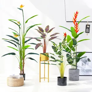 Vente en gros de bonsaï pour décoration de jardin Décoration d'oiseau de paradis Bonsaï artificiel Fleur verte plante