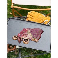 Plaque de cuisson coréenne pour barbecue en plein air, double face, en fonte, compatible gaz et induction