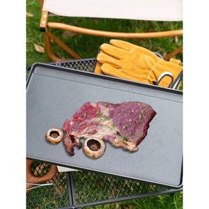 กระทะปิ้งย่างบาร์บีคิวเกาหลีแบบสองด้านสำหรับตั้งแคมป์กลางแจ้ง ทำจากเหล็กหล่อ ใช้ได้กับเตาแก๊สและเตาแม่เหล็กไฟฟ้า - Product Image 6