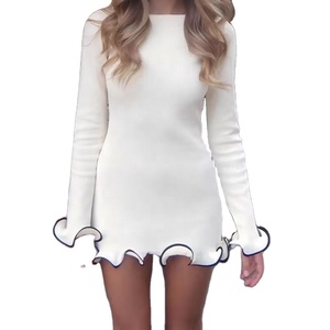 Abito floreale da donna con maniche a volant stile primavera/estate personalizzato in fabbrica abito a linea con stampa floreale abito a Modulare lungo da donna - Product Image 1