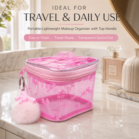 Pochette cosmétique transparente en PVC personnalisable avec pompon, mini trousse de maquillage mignonne, étanche pour le voyage