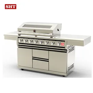 New metal kitchen 8 burners big drawers natural LPG outdoor bbq gas grill