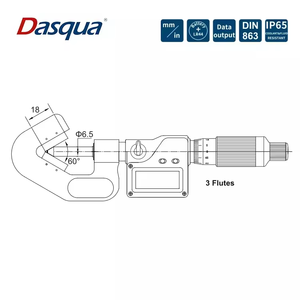 For 3 Flutes IP65 Waterproof Tipped Digital V-Anvil <b>Micrometer</b> 1-15mm Range 0.002mm Accuracy 0.001mm Resolution 4470-0005 Digita - Product Image 2