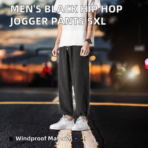 Pantalones Deportivos Harem Negros de Alta Calidad para Hombre, Estilo Hip Hop Urbano, Cierre con Cordón, Peso Medio, Poliéster/Algodón Ecológico - Product Image 2