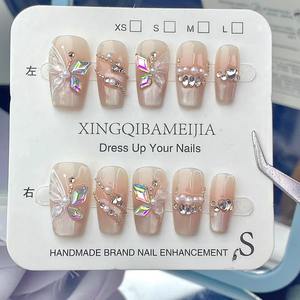 Diamantes de imitación hechos a mano prensa en las uñas Venta caliente ataúd mediano uñas humanas para vender precio al por mayor prensa en las uñas - Product Image 3