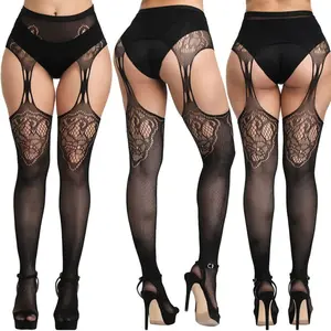 Taglie forti nero Sexy Lingerie senza cavallo aperto da donna calza di seta a vita alta collant a olio lucido collant per donna