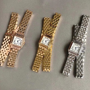 <span class=keywords><strong>Montre</strong></span> de luxe pour femme avec zircon, bracelet double rangée en acier inoxydable, saphir, diamants CZ, <span class=keywords><strong>montre</strong></span> à quartz léopard 22mm 27mm - Product Image 1