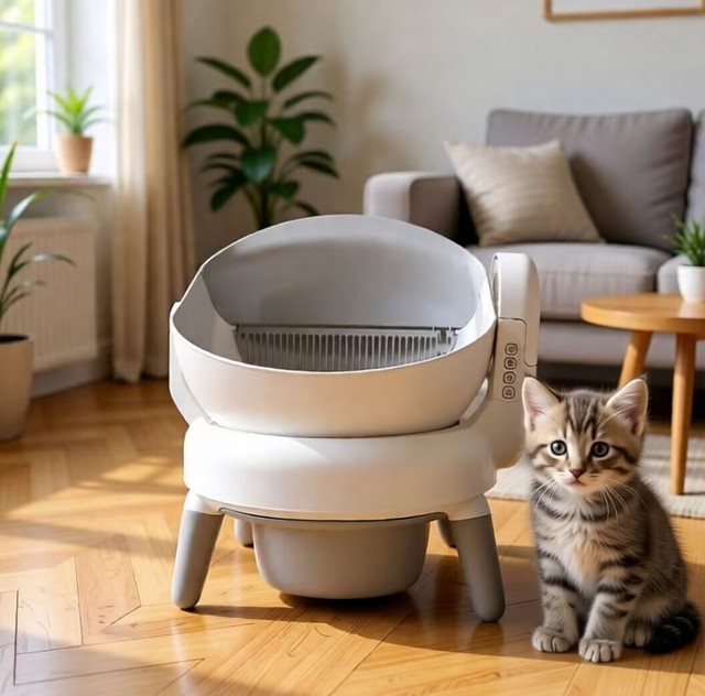 Pet-Safe Smart Plastic Automatic Cat Litter Box | Odor Control Large Capacity Sensor-Activated Auto Stop Semi-Rotating Cleaning