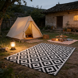 Tapis d'extérieur réversible en polypropylène, idéal pour le camping, les camping-cars et les patios - Product Image 3