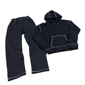 Women's 2 Piece Tracksuit Set Zip Up <b>Hoodie</b> & Sweatpants Contrast Stitch Jogger Sportswear Casual Activewear - Product Image 1